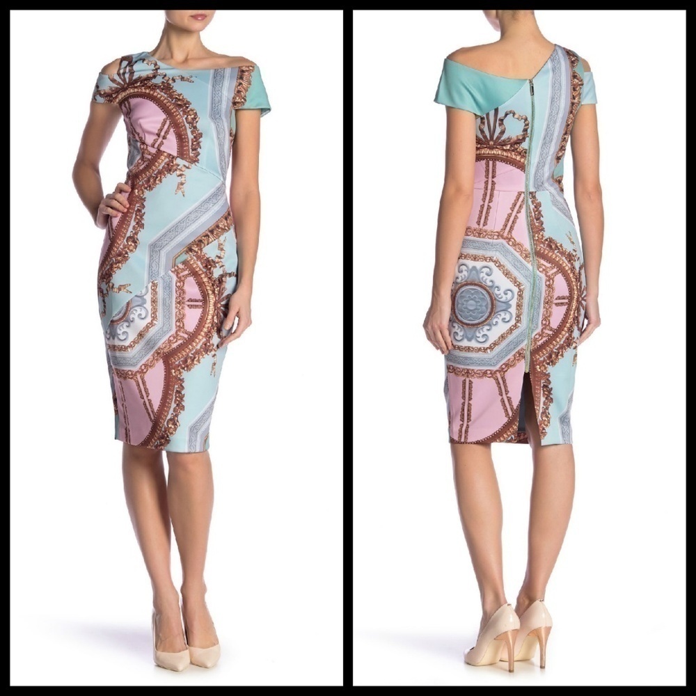 💕TED BAKER💕 Print Sheath Bodycon Midi Dress NWT - Picture 7 of 8
